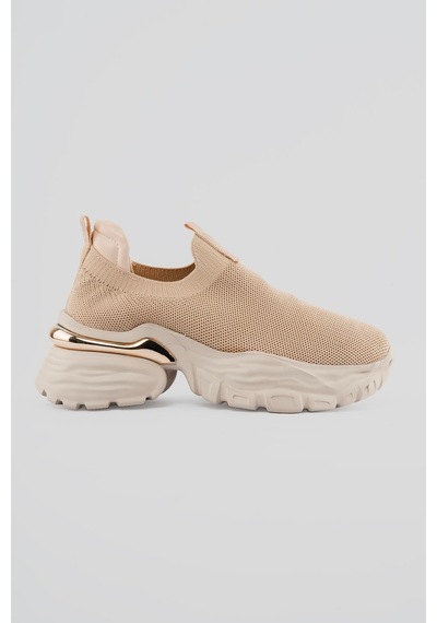Mubiano Kadın Sneaker Kalın Taban Slip On Spor Ayakkabı Aurex Bej Bej
