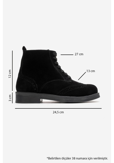 Luvishoes Nelvy Siyah Süet Hakiki Deri Kadın Bot Siyah