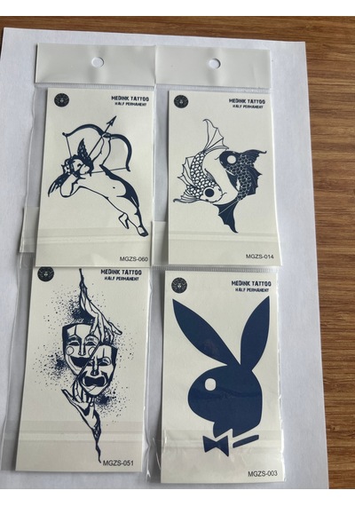 Aşk 4 Adet Minimal 11x8 Cm 3 Hafta Kalıcı Yarı Kalıcı Geçici Dövme