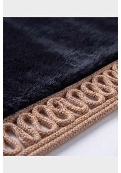 Merplush Mihraplı Peluş Seccade 75x130 Cm Süet Taban Yıkanabilir Yumuşak Namaz Halısı Siyah - Taba