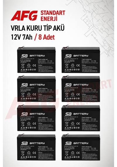 8 Adet Sb Battery 12v 7ah Bakımsız Kuru Akü