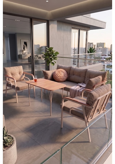 Ekon Serisi 1. Sınf 3+1+1 Ve 1 Adet Orta Sehpa 2 Yastıklı Bahçe Balkon Oturma Koltuk Takımı Cappucino İskelet Cappucino Minder Ekon Serisi 1. Sınf 3+1+1 Ve 1 Adet Orta Sehpa 2 Yastıklı Bahçe Balkon Oturma Koltuk Takımı Cappucino İskelet Cappucino Minder