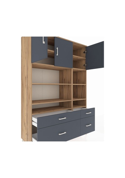 Hyperion Dolap 10 Raflı 4 Çekmeceli 3 Kapaklı 132x44x195 Çam-antrasit/antrasit Antrasıt/antrasıt Hyperion Dolap 10 Raflı 4 Çekmeceli 3 Kapaklı 132x44x195 Çam-antrasit/antrasit Antrasıt/antrasıt