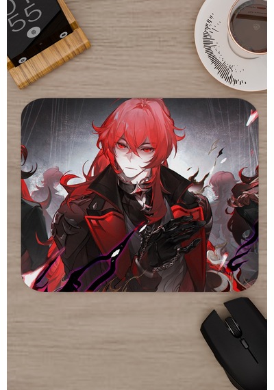 Diluc Genshin Impact Anime Gacha V1 - 22x18 Gaming Mouse Pad Fare Altlığı