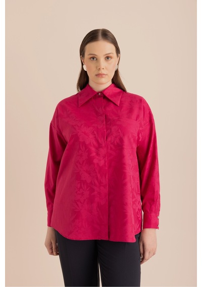 Aker Jakar Desenli Cotton Gömlek Fuşya Fuşya