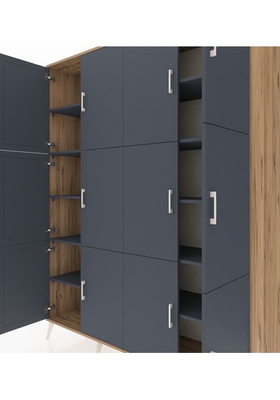 Hyperion Gardrop 10 Raflı 12 Kapaklı 176x44x221 Çam-antrasit Antrasit Hyperion Gardrop 10 Raflı 12 Kapaklı 176x44x221 Çam-antrasit Antrasit