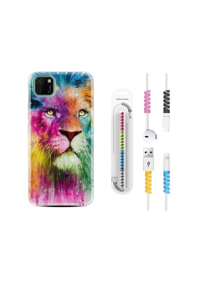 Huawei Y5P Kılıf Kablo Koruyuculu Colorfull Leon 2 1388