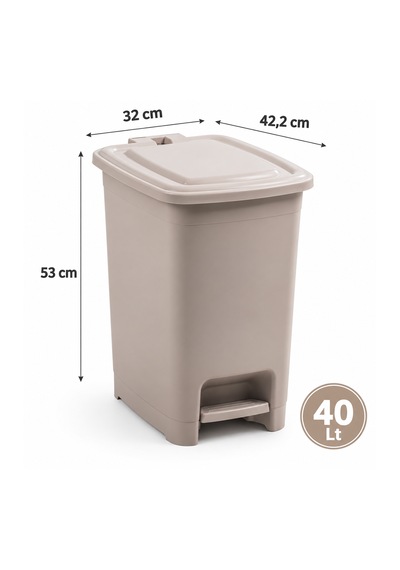 Porsima 1139 40 Lt İç Kovalı Pedallı Çöp Kovası - Slim Mutfak Ve Banyo Çöp Kovası Latte / Bej