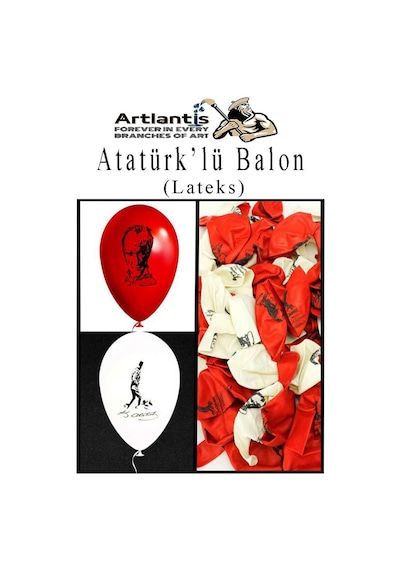 Atatüklü Ve Bayraklı Balon 10 Adet Ata Balon Süsleme 29 Ekim 23 Nisan Kırmızı Beyaz Balon Bayrak Balon Bayram
