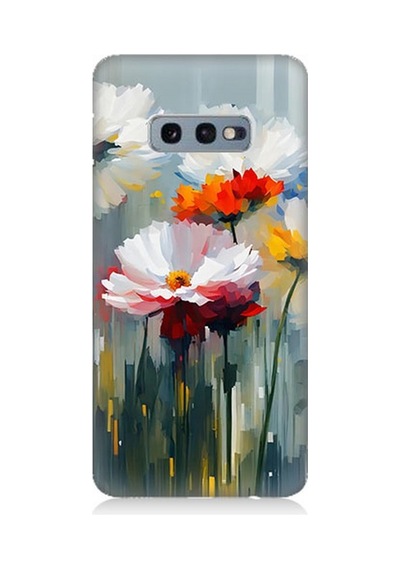 Samsung Galaxy S10e Uyumlu Soyut Çiçek Dokunuşları Desenli Silikon Kılıf Çok Renkli