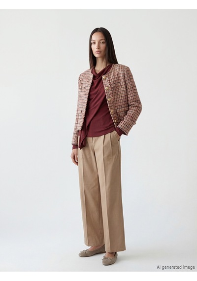 Lcw Studıo Bej Loose Fit Geniş Paça Kadın Pileli Pantolon
