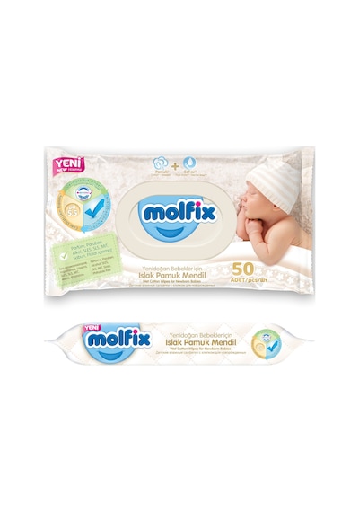 Molfix Yenidoğan Islak Pamuklu Mendil 50'Li