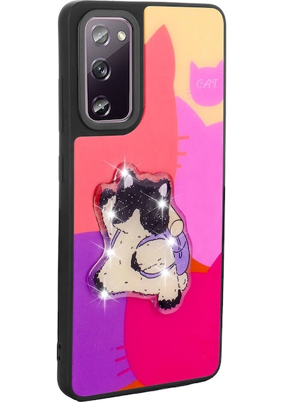 Subutu Galaxy S20 Fe Kılıf Parlayan Kabartmalı İkonik Figürlü Sbt Amas Silikon Kapak - Pembe Pembe