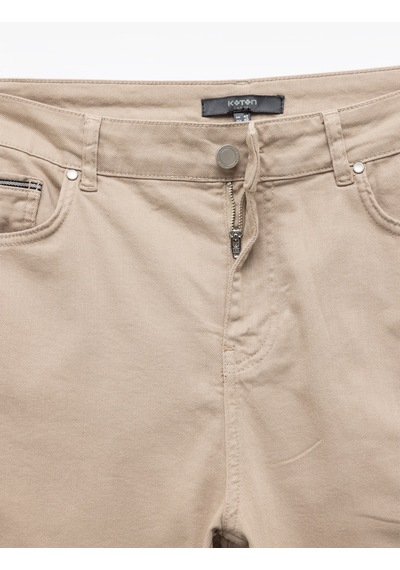 Koton Pamuklu Straight Fit Gabardin Pantolon Bej 5sam40098hw Ekru