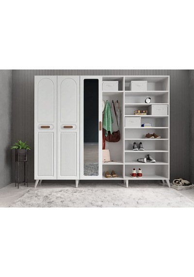 Letto Membran 6 Kapaklı Portmanto Montaj Dahil Beyaz 210 Cm
