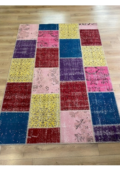 Çam Halı Pw726 Multi El Dokuma Patchwork Yün Halı - 170x240