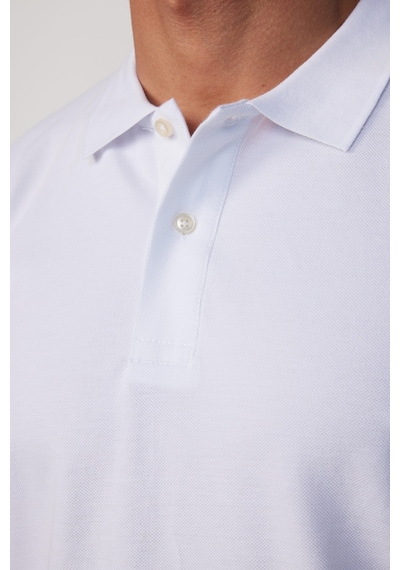 Tudors Erkek Slim Fit Dar Kesim Pamuklu Yumuşak Dokulu Serin Tutan Kumaş Düz Pike Beyaz Polo Yaka Tişört-30764-Beyaz
