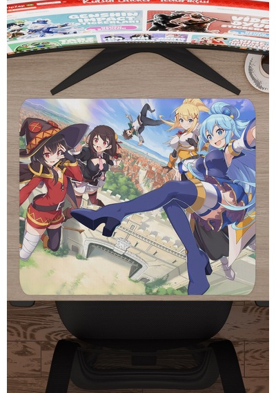 Konosuba Kaymaz Dikişli Kauçuk Oyuncu Mousepad V2 - 48x40 Xl Gaming Mouse Pad Fare Altlığı