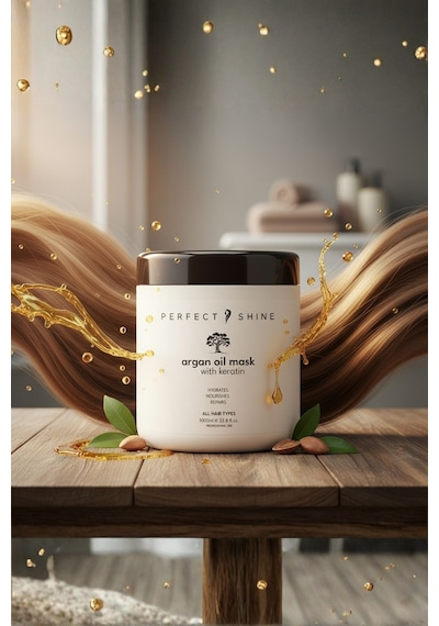 Perfect Shine Derinlemesine Besleyici Onarıcı Yoğun Bakım Argan Yağı Keratin İpek Proteinli Saç Maskesi 1 L