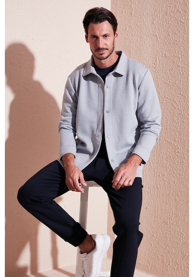 Buratti Fitilli Çıtçıtlı Relaxed Fit Erkek Gömlek 5905510 Açık Gri