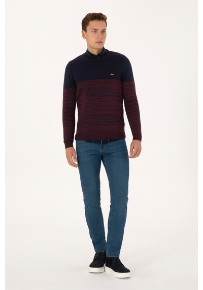 U.S. Polo Assn. Erkek Slim Fit Bisiklet Yaka Lacivert Kazak 50314970-VR033