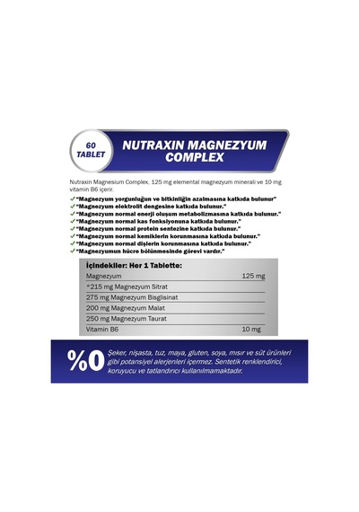 Ayrex Nutraxin Magnesium Complex Gıda Takviyesi, 60 Tablet