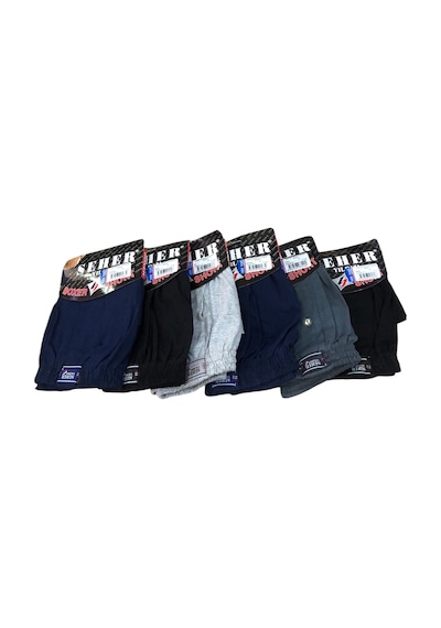 6 Lı Paket Seher Yıldızı Pamuklu Penye Düğmeli Erkek Boxer 0008