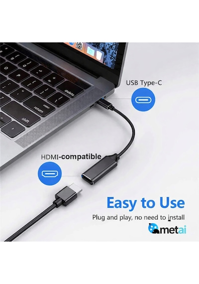 Metai 4k Ultra Hd Usb-c To Hdmı Dönüştürücü Adaptör Type-c Görüntü Aktarıcı Kablo Thunderbolt 3/4 Apple Uyumlu MacBook , Laptop, Telefon Ve Tablet İçin