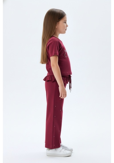 Toontoy Kids Toontoy Kız Çocuk 2'li Takım Taş İşlemi Bisiklet Yaka Kısa Kollu Tişört & Taş İşlemeli Beli Lastikli Bol Paça Eşofman Altı - 2 İplik 24995 Bordo Toontoy Kids Toontoy Kız Çocuk 2'li Takım Taş İşlemi Bisiklet Yaka Kısa Kollu Tişört & Taş İşlemeli Beli Lastikli Bol Paça Eşofman Altı - 2 İplik 24995 Bordo