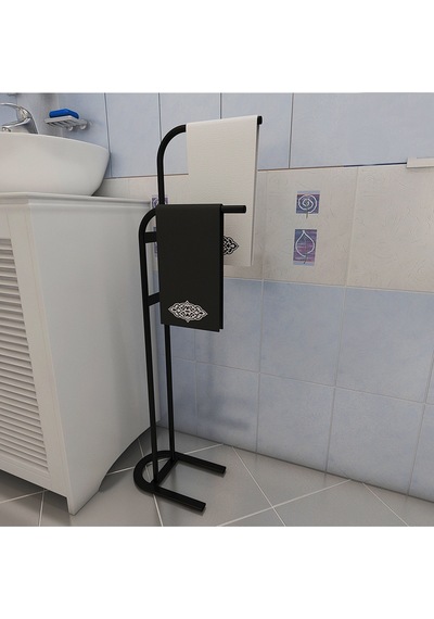 Metallica Concept Retro Siyah Dik Havluluk Banyo Düzenleyici Konsept Havluluk