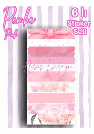 Hiras Dizayn Pembe Temalı Sticker Seti 6 Sayfa, Ajanda Ve Scrapbook Çok Renkli