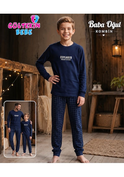 Tarık İnterlok Kumaş Explorer Baskılı Gez Boy Erkek Pijama Takımı 11-16 Yaş -ta4449470 - Lacivert