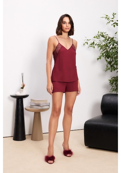 Pierre Cardin Bordo 6'lı Modal Gecelik Sabahlık Çeyiz Seti 5000 Bordo