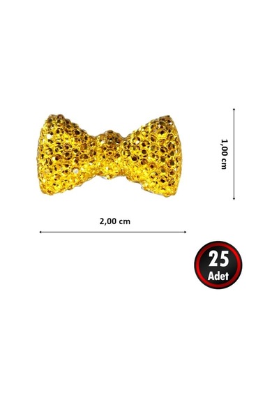 Polyester Papyon Fiyonk, 2,0 X 1,0 Cm - 25 Adet - Altın 1+