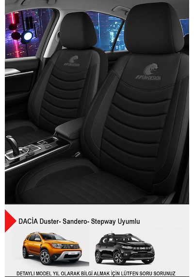 Panther Serisi Keten Kumaş Oto Koltuk Kılıfı- Dacia Sandero-stepway-duster Uyumlu Siyah