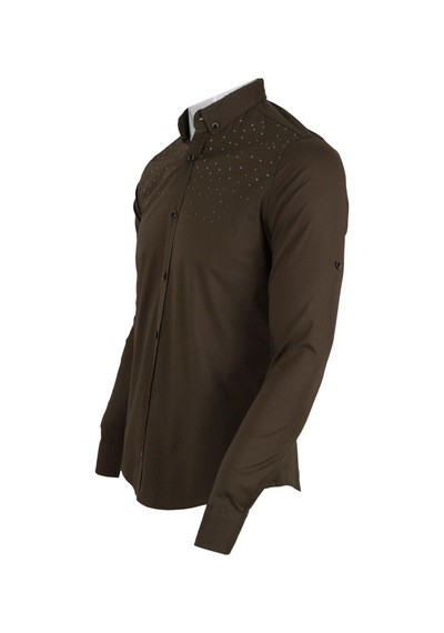 Erkek Gömlek Slim Fit Rar00459 Haki