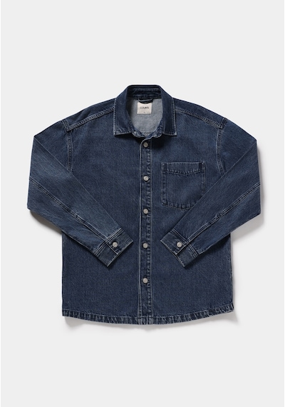 Colin's Colins Oversize Fit Erkek Mid İndigo Denim Shacket Cl1082681 Q1.v1 Dn45149