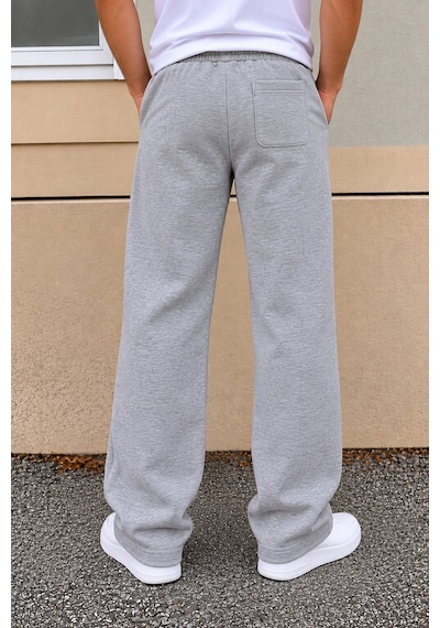 Tarz Cool Erkek Oversize Baggy Fit Eşofman Altı %100 Pamuk 3 İplik Şardonlu Bol Paça Rahat Kesim Gri