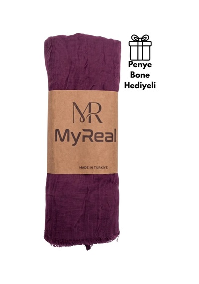 Myreal Bambu Kraş Şal Mürdüm - Ütü Gerektirmeyen Doğal Doku 90x200 Cm