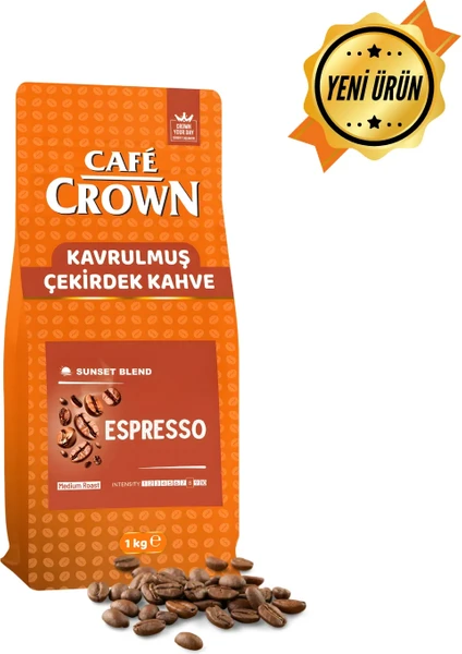 Cafe Crown Çekirdek Kahve 1kg Medium Roast, Sunset Blend,espresso