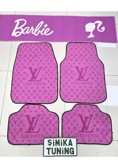 Lv Pembe Kaymaz Taban Dekoratif Oto Halı Paspas Ve Barbie Pembe Torpido Havlusu Oto Göğüs Halısı Yık
