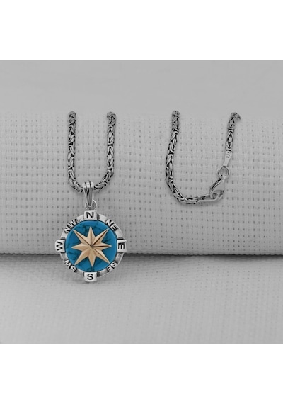 Takıhan Pusula Yıldızı 925 Ayar Erkek Gümüş Kolye
