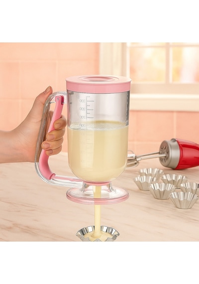Pankek Dağıtıcı Hamur Porsiyonlayıcı Şekillendirici 900 Ml Dökme Aparatı Pembe