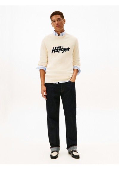 Tommy Hilfiger Seasonal Graphıc Cotton Cneck Erkek Bej Kazak - Mw0mw41647 Bej