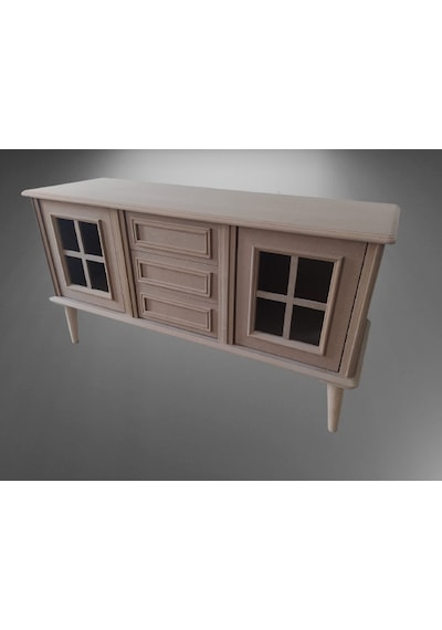 Tv Sehpa Windovs Nakış Klasik Model Ahşap Kayın Torna Retro Ayak Ham125cm Elyapım