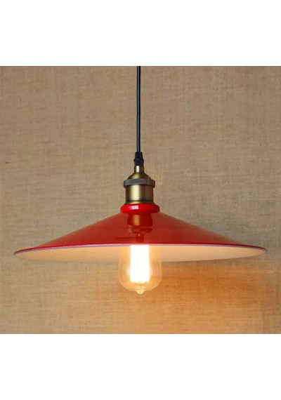 Mylights Retro Rustik Kırmızı Içi Beyaz Metal Sarkıt Avize (549238834)
