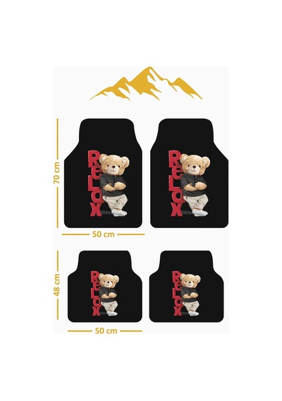 Teddy Ayıcık Premium Dot Tabanlı 4 Lü Araba Paspası Takımı Aps0002
