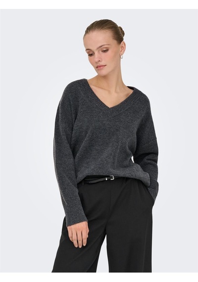 Only Onlmarı Ls Loose V-neck Knt Kadın Gri Kazak - 15360940 Gri