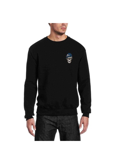 Skull Panda Baskılı Siyah Erkek Örme Sweatshirt
