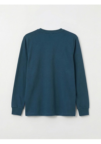 Lcwaıkıkı Classic Petrol Bisiklet Yaka Baskılı Erkek Sweatshirt